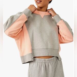 FP Movement Intercept Colorblock Sweatshirt XS Heather Grey Melon NWT $88
